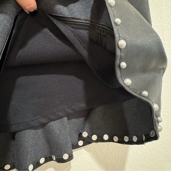 Zara Asymmetric Studded Faux Leather Mini Skirt Size M - Picture 6 of 11